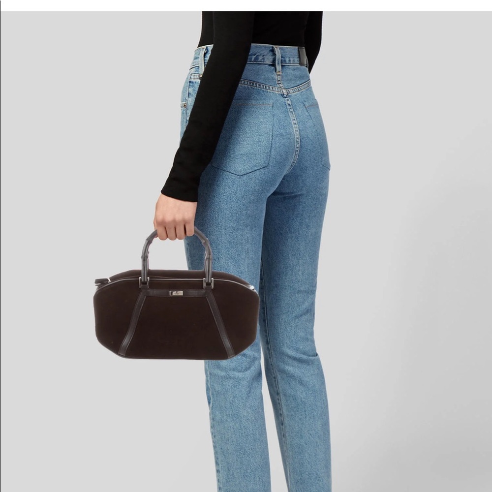 💯Gucci Suede Bamboo Top Handle Bag